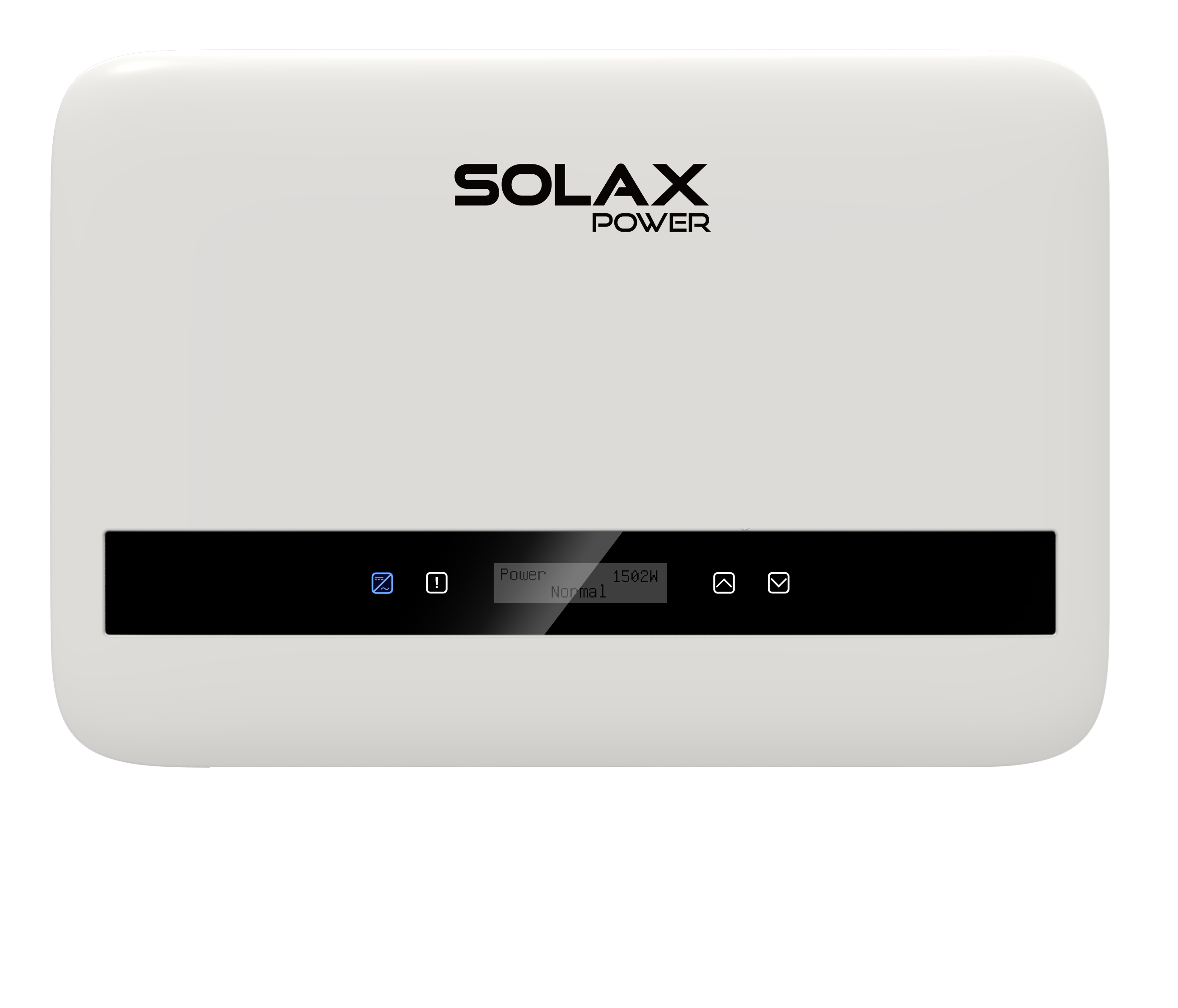 Solax X1 Boost G4 - Frontalansicht Solax X1 Boost G4 Wechselrichter in Frontalansicht, zeigt das Display und die Bedienelemente auf der Vorderseite.