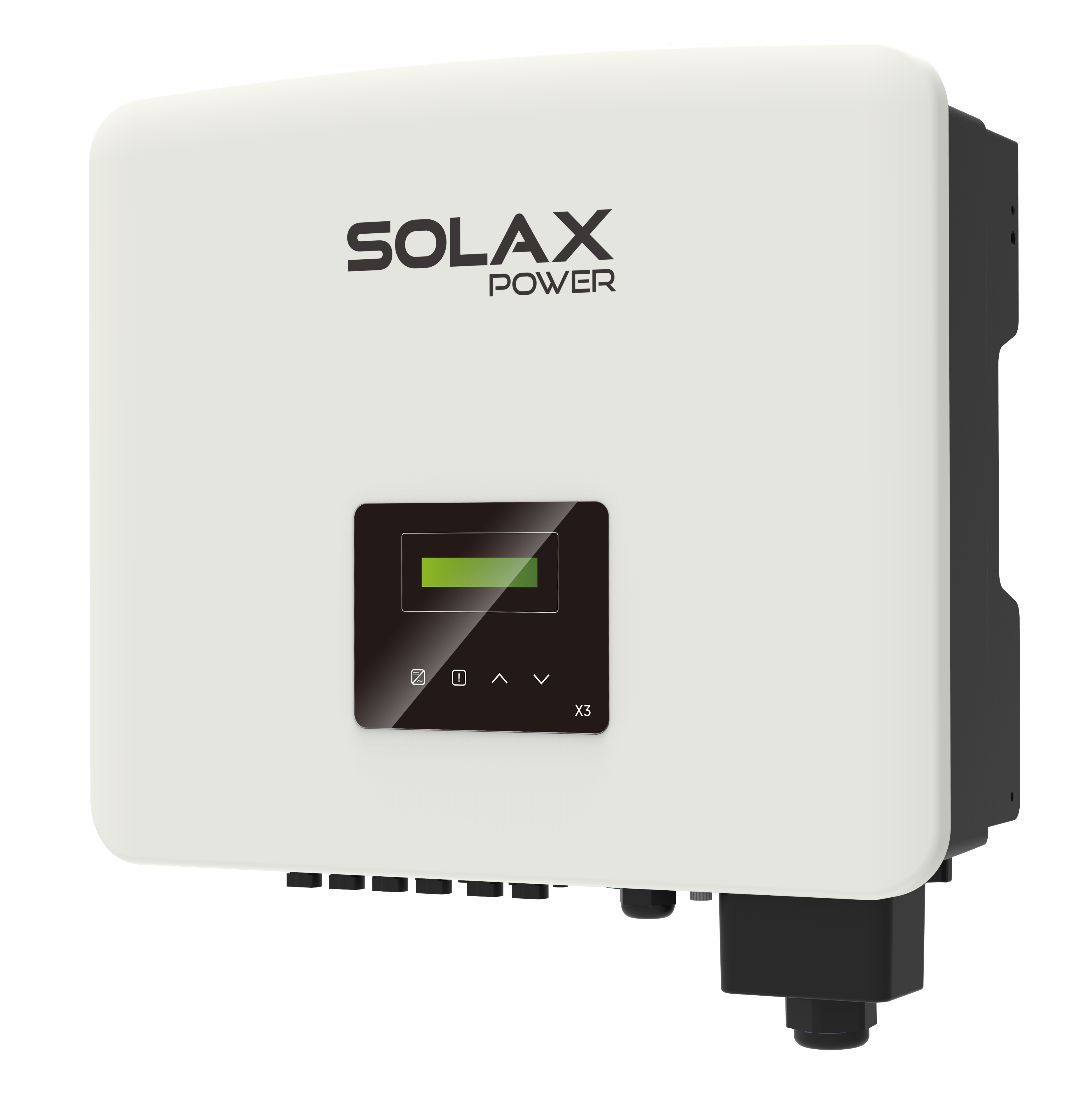 Solax Netzwechselrichter X3 Pro Kompakter Wechselrichter mit Display und Anschlüssen, geeignet für Solaranlagen.