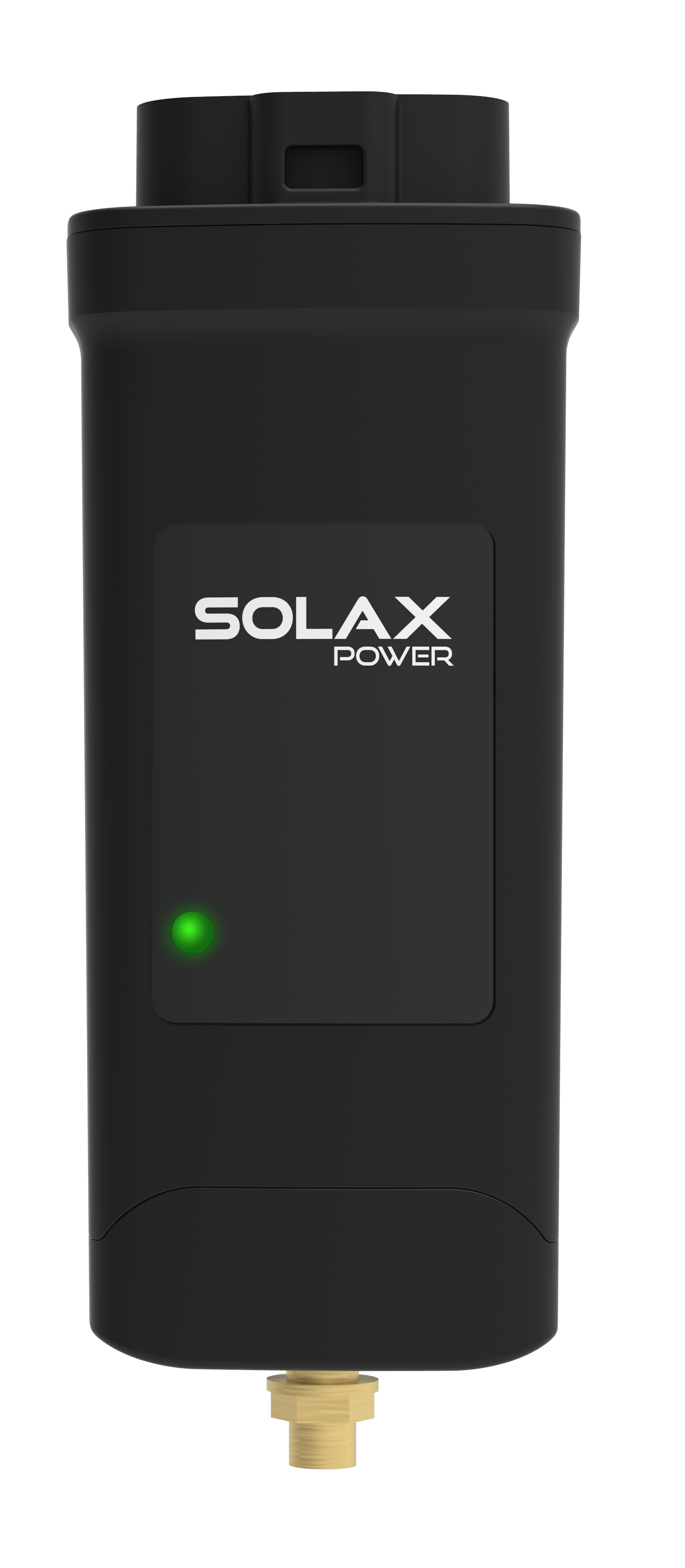 Solax WIFI 4G Kompaktes Kommunikationsmodul mit Solax-Logo, LED-Anzeige und Anschlussgewinde für WLAN- oder 4G-Verbindung.