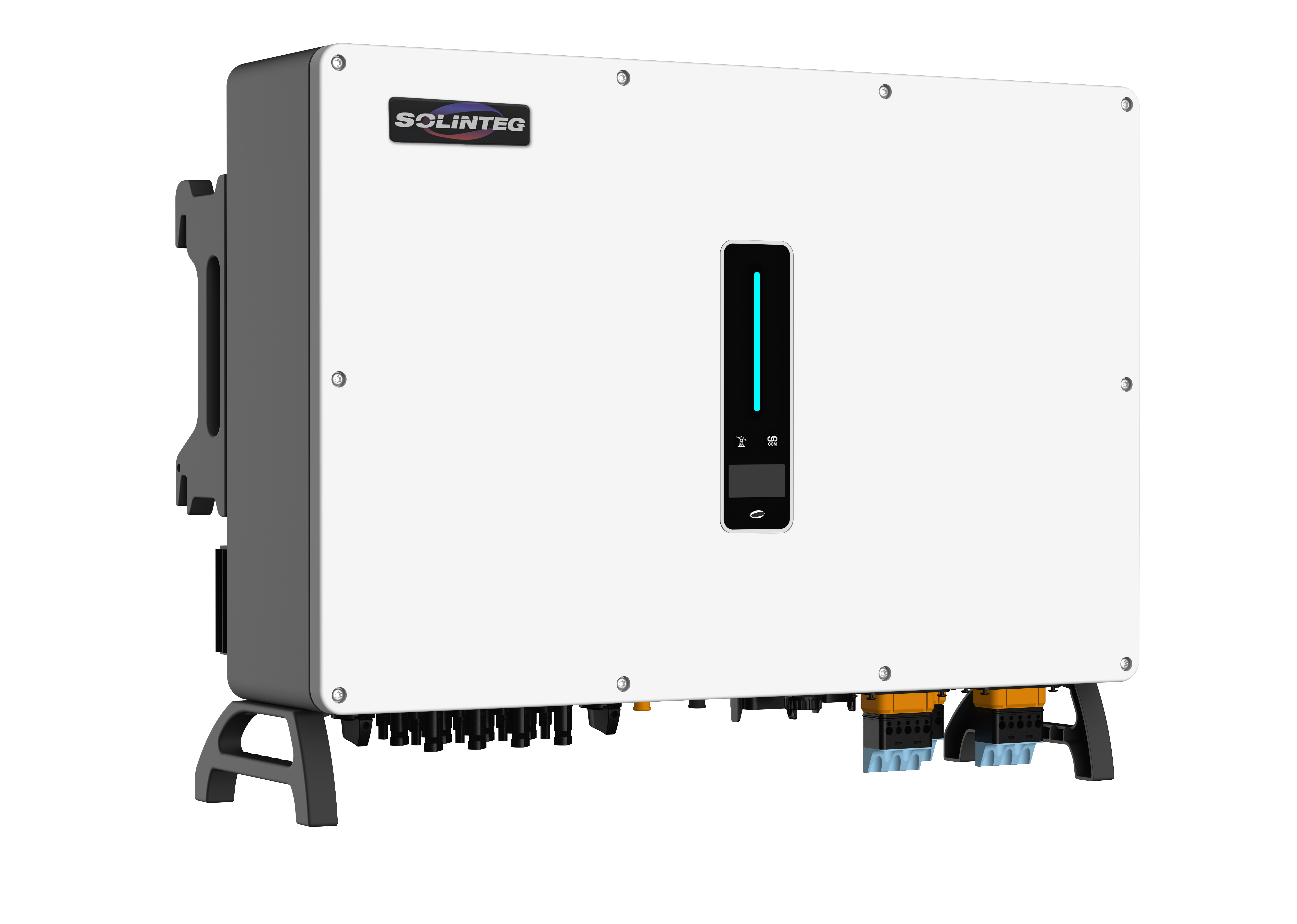 Solinteg Hybrid Wechselrichter Gewerbe -50kW Hybrid-Wechselrichter für gewerbliche Nutzung mit 50kW Leistung und mehreren Anschlussmöglichkeiten.