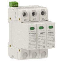 Vega Ueberspannungsableiter FLP PV 1000-2 Vega Überspannungsableiter FLP PV 1000-2 mit drei Anschlüssen: DC+, PE, DC-.