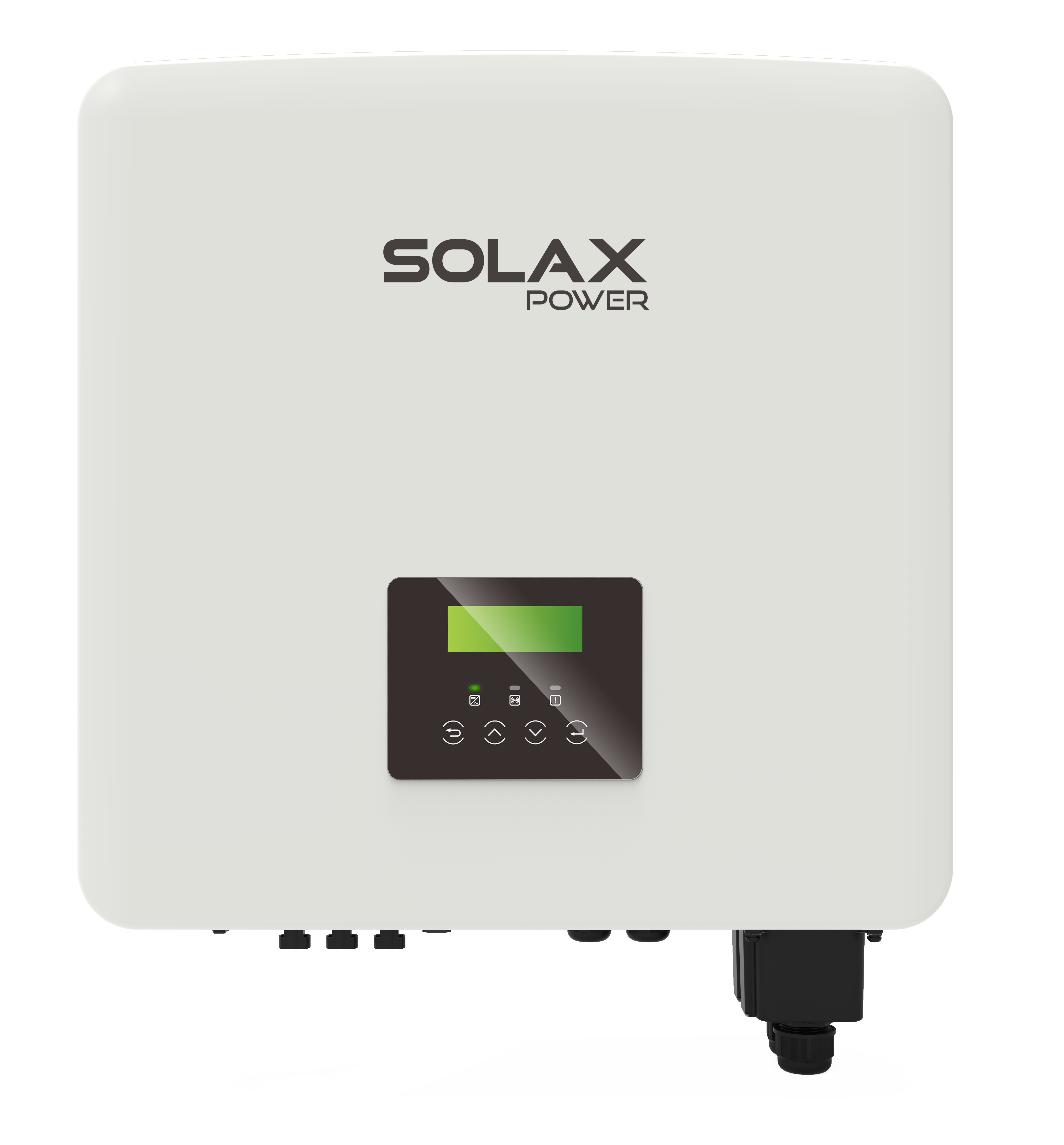 Solax X3 Hybrid Solax X3 Hybrid Wechselrichter mit Display und Bedienelementen, geeignet für die Integration in Solaranlagen zur Energieumwandlung.